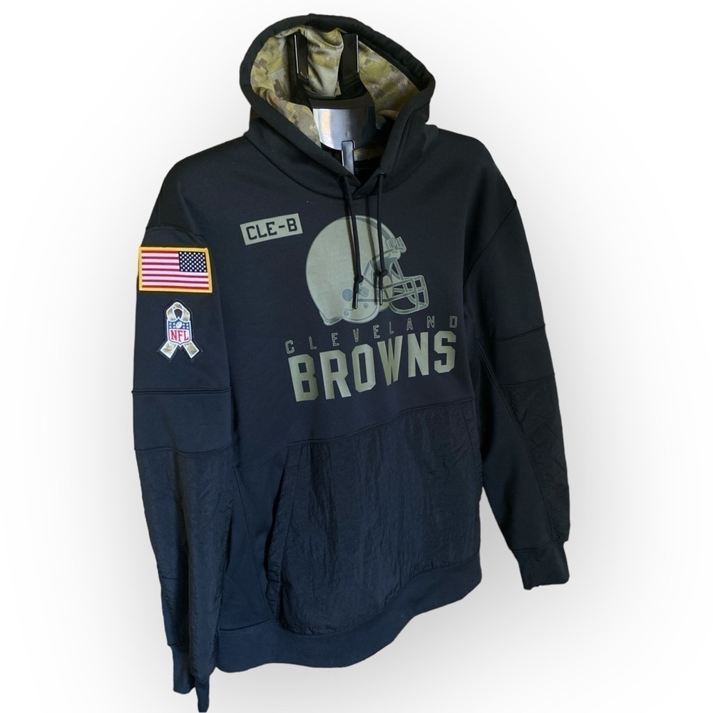 NFL NIKE CLEVELAND BROWNS THERMA HOODIE Salute To Service Size XL Black β¦